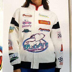 PEANUTS / SNOOPY SPEEDWAY MOTO JACKET MENS XL / WOMENS 2XL (SEE MEASUREMENTS)